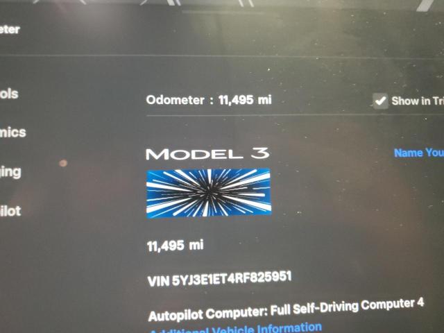 5YJ3E1ET4RF825951 - 2024 TESLA MODEL 3 ნაცრისფერი ფოტო 9