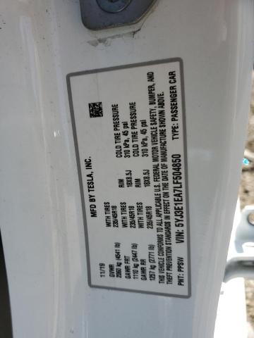 5YJ3E1EA7LF504850 - 2020 TESLA MODEL 3 白色 照片 13