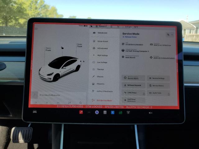 5YJ3E1EA7LF504850 - 2020 TESLA MODEL 3 白色 照片 9