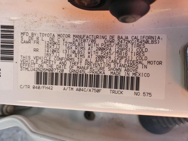 3TMLU42N26M007720 - 2006 TOYOTA TACOMA DOUBLE CAB WHITE photo 13