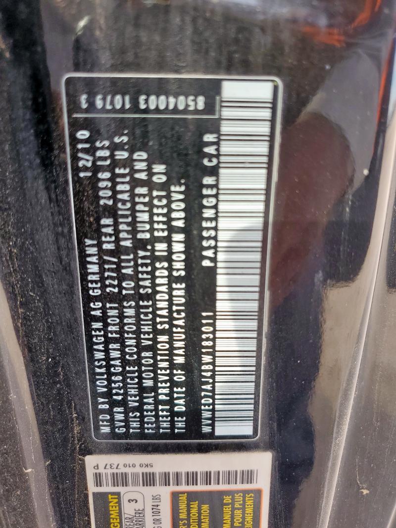 WVWED7AJ4BW183011 - 2011 VOLKSWAGEN GTI შავი ფოტო 12