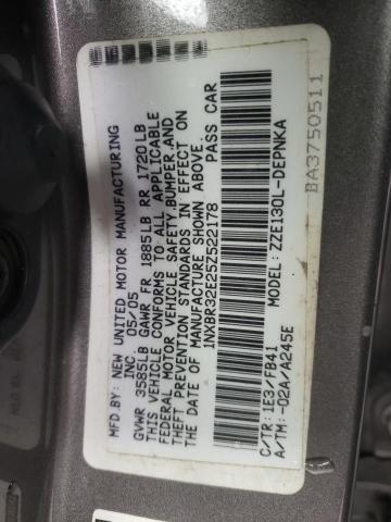 1NXBR32E25Z522178 - 2005 TOYT COROLLA CE GRAY photo 12