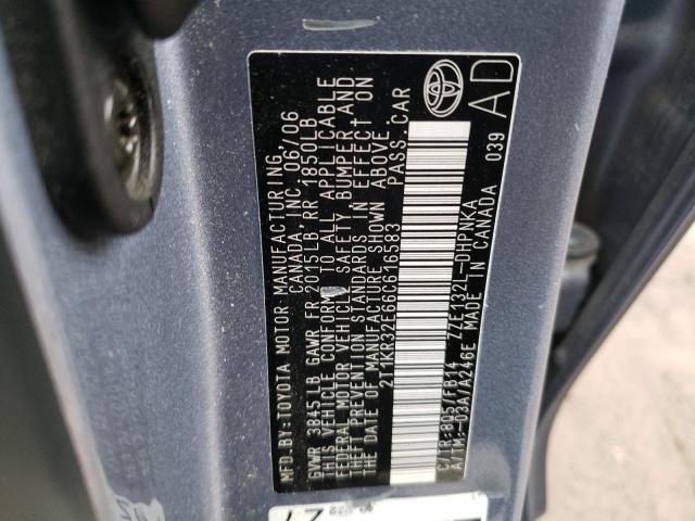 2T1KR32E66C616583 - 2006 TOYOTA COROLLA MA XR BLUE photo 12