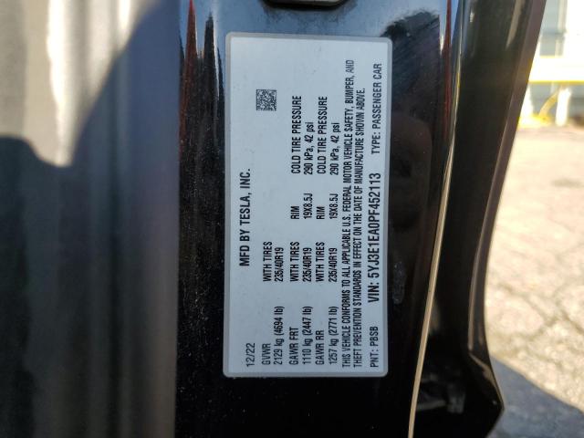 5YJ3E1EA0PF452113 - 2023 TESLA MODEL 3 BLACK photo 13