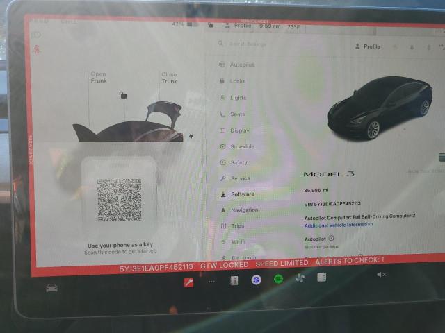 5YJ3E1EA0PF452113 - 2023 TESLA MODEL 3 BLACK photo 9
