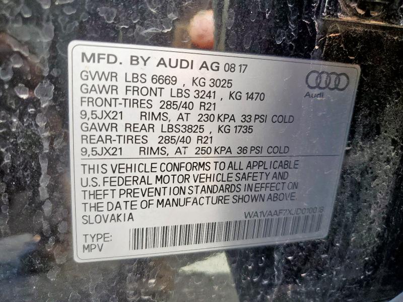 WA1VAAF7XJD010018 - 2018 AUDI Q7 PRESTIGE BLACK photo 13