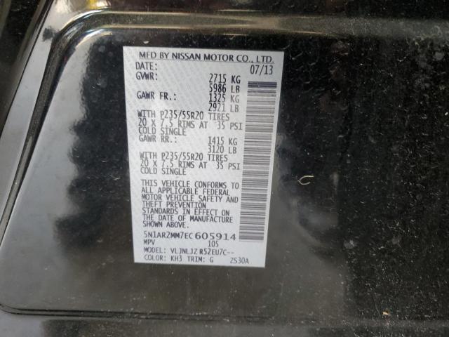 5N1AR2MM7EC605914 - 2014 NISSAN PATHFINDER S BLACK photo 13
