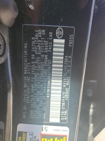 4T1R11AK7PU774707 - 2023 TOYOTA CAMRY LE BLACK photo 12