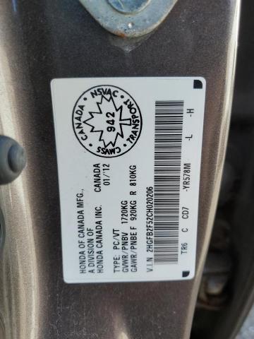 2HGFB2F52CH020206 - 2012 HONDA CIVIC LX 棕色 照片 12