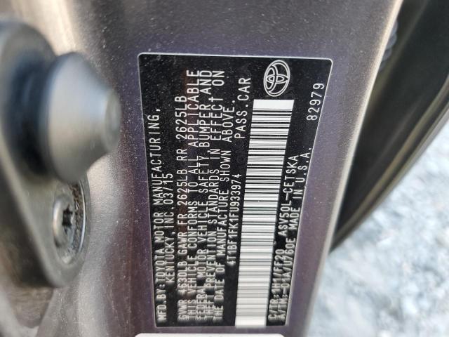 4T1BF1FK1FU933974 - 2015 TOYOTA CAMRY LE GRAY photo 12