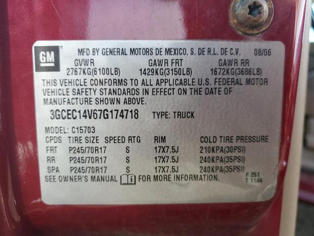 3GCEC14V67G174718 - 2007 CHEVROLET SILVERADO C1500 CLASSIC RED photo 12