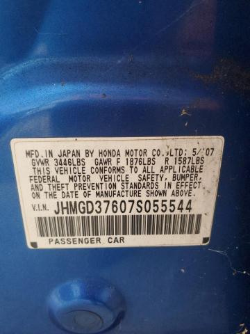 JHMGD37607S055544 - 2007 HONDA FIT S 蓝色 照片 12