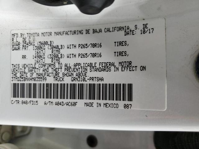3TMDZ5BNXHM035599 - 2017 TOYOTA TACOMA DOUBLE CAB WHITE photo 13