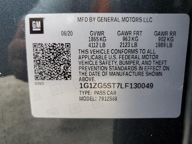 1G1ZG5ST7LF130049 - 2020 CHEVROLET MALIBU RS 蓝色 照片 12