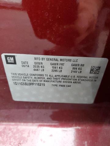 1G11C5SL6FF116219 - 2015 CHEVROLET MALIBU 1LT BURGUNDY photo 12