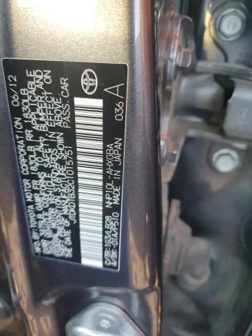 JTDKDTB32C1015751 - 2012 TOYOTA PRIUS C გრაფიტი ფოტო 12