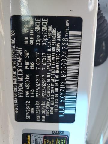 5XYZU3LB2DG024228 - 2013 HYUNDAI SANTA FE S Beyaz fotoğraf 12