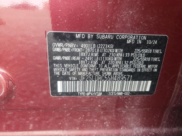 JF2SLDRC5SH489571 - 2025 SUBARU FORESTER LIMITED أحمر صورة 14