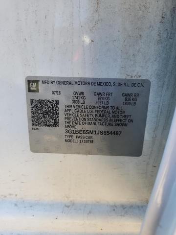 3G1BE6SM1JS654487 - 2018 CHEVROLET CRUZE LT Սպիտակ լուսանկար 12