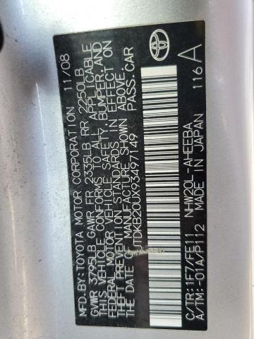 JTDKB20UX93497149 - 2009 TOYOTA PRIUS Күміс фото 12