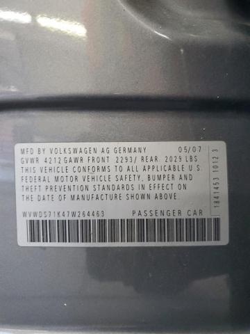WVWDS71K47W264463 - 2007 VOLKSWAGEN RABBIT CHARCOAL photo 12