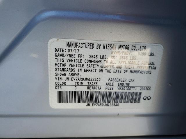 JN1EV7AR0JM433540 - 2018 INFINITI Q50 LUXE SILVER photo 12