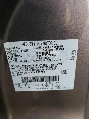 1FMYU931X5KA56762 - 2005 FORD ESCAPE XLT Beżowy zdjęcie 13