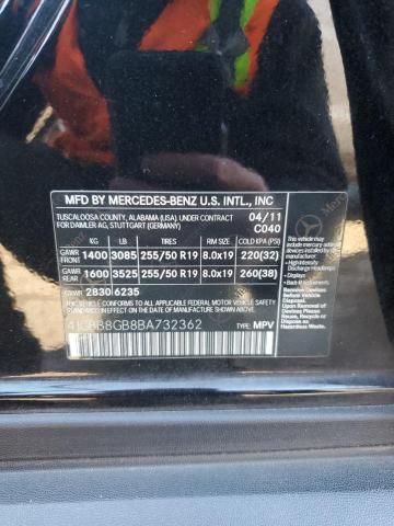 4JGBB8GB8BA732362 - 2011 MERCEDES-BENZ ML 350 4MATIC BLACK photo 13