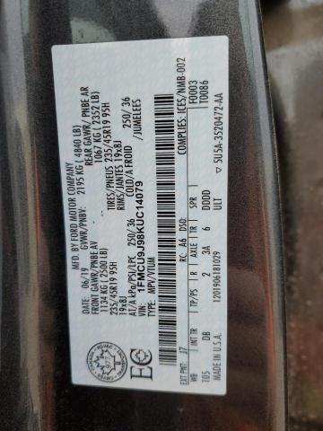 1FMCU9J98KUC14079 - 2019 FORD ESCAPE TITANIUM Сірий фото 13