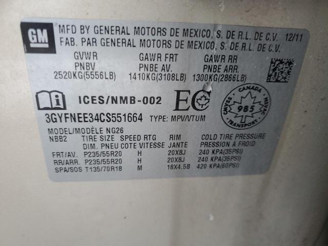 3GYFNEE34CS551664 - 2012 CADILLAC SRX PERFORMANCE COLLECTION Or photo 13