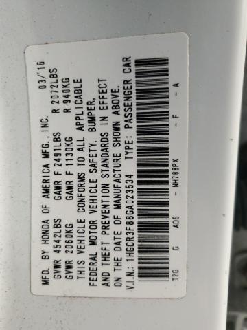 1HGCR3F88GA023534 - 2016 HONDA ACCORD EXL WHITE photo 13