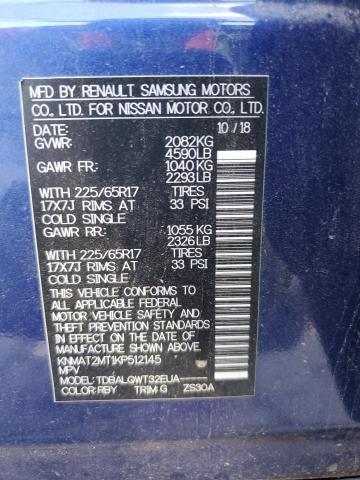 KNMAT2MT1KP512145 - 2019 NISSAN ROGUE S 蓝色 照片 13