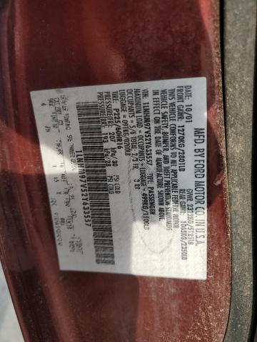 1LNHM97V52Y633557 - 2002 LINCOLN CONTINENTA 勃艮第红 照片 12