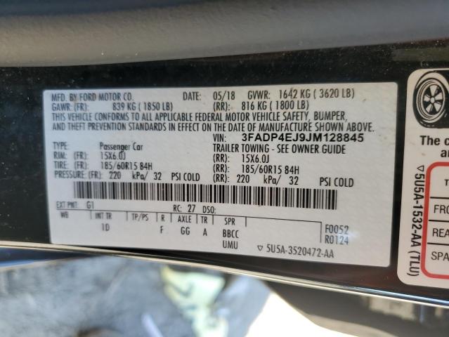 3FADP4EJ9JM128845 - 2018 FORD FIESTA SE BLACK photo 14