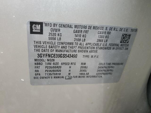 3GYFNCE39GS543490 - 2016 CADILLAC SRX PERFORMANCE COLLECTION Beige photo 13