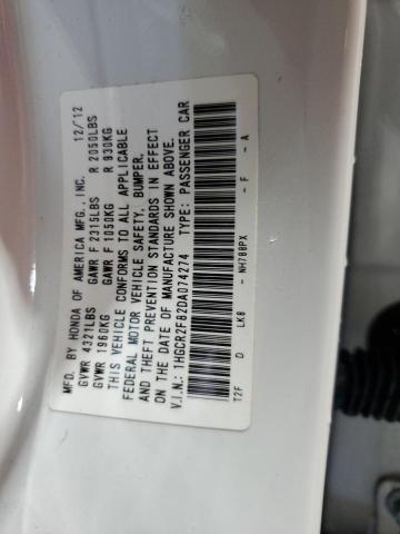 1HGCR2F82DA074274 - 2013 HONDA ACCORD EXL WHITE photo 12