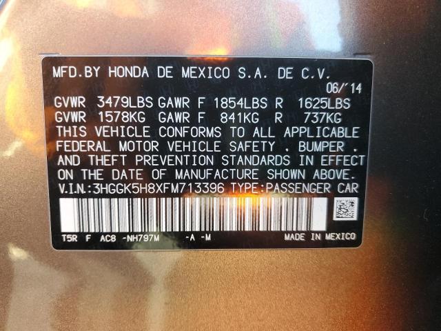 3HGGK5H8XFM713396 - 2015 HONDA FIT EX GRAY photo 12