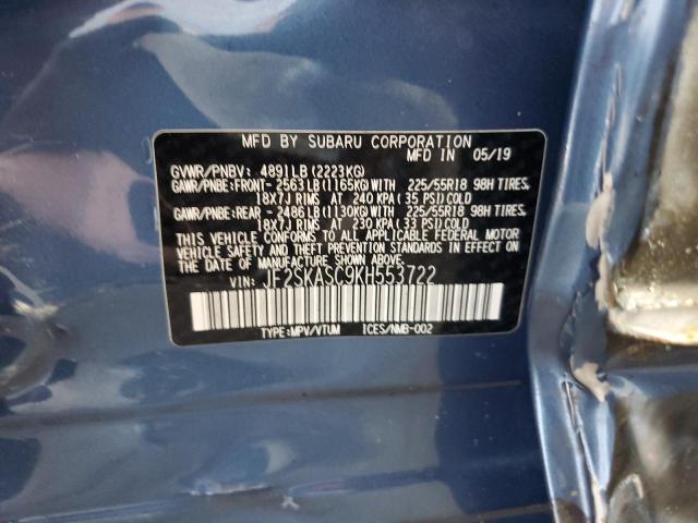 JF2SKASC9KH553722 - 2019 SUBARU FORESTER LIMITED 蓝色 照片 12