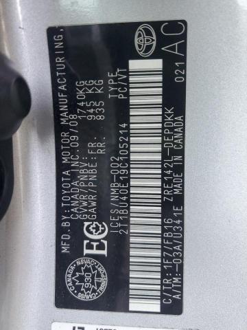 2T1BU40E19C105214 - 2009 TOYOTA COROLLA BASE SILVER photo 13