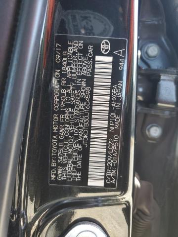 JTDKDTB30J1604598 - 2018 TOYOTA PRIUS C Սև լուսանկար 13