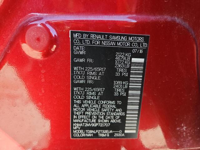 KNMAT2MV9GP721707 - 2016 NISSAN ROGUE S 红色 照片 13