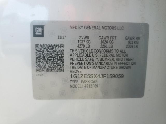 1G1ZE5SX4JF159059 - 2018 CHEVROLET MALIBU PREMIER WHITE photo 12