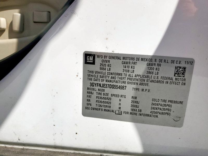 3GYFNJE37DS554987 - 2013 CADILLAC SRX PREMIUM COLLECTION WHITE photo 13