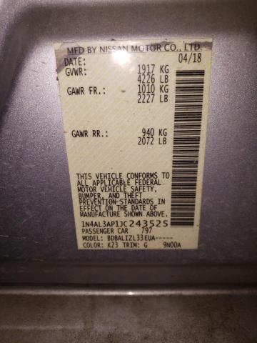 1N4AL3AP1JC243525 - 2018 NISSAN ALTIMA 2.5 SILVER photo 12