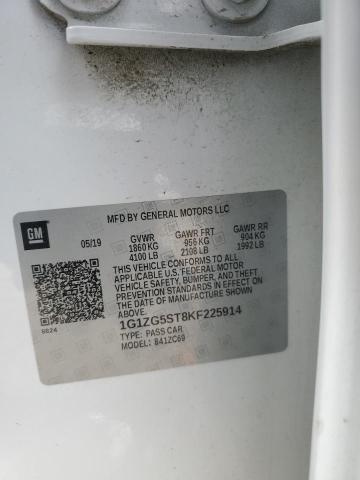 1G1ZG5ST8KF225914 - 2019 CHEVROLET MALIBU RS 白色 照片 12