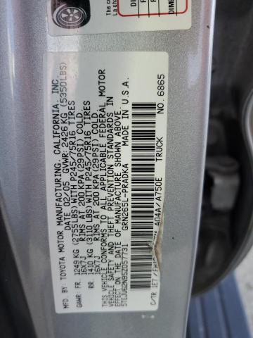 5TEJU62N95Z057731 - 2005 TOYOTA TACOMA DOUBLE CAB PRERUNNER SILVER photo 12