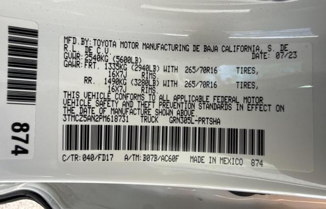 3TMCZ5AN2PM618731 - 2023 TOYOTA TACOMA DOUBLE CAB Weiß Foto 10