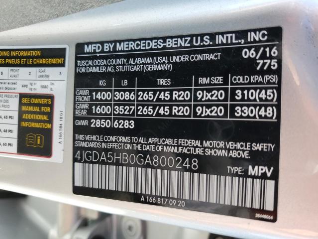 4JGDA5HB0GA800248 - 2016 MERCEDES-BENZ GLE 350 4MATIC SILVER photo 13