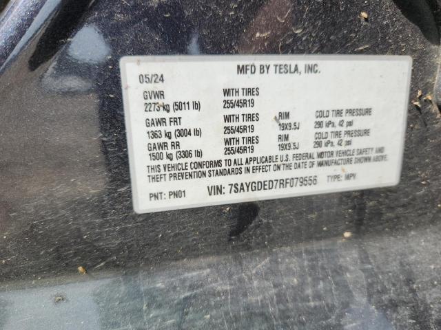 7SAYGDED7RF079556 - 2024 TESLA MODEL Y ნაცრისფერი ფოტო 13