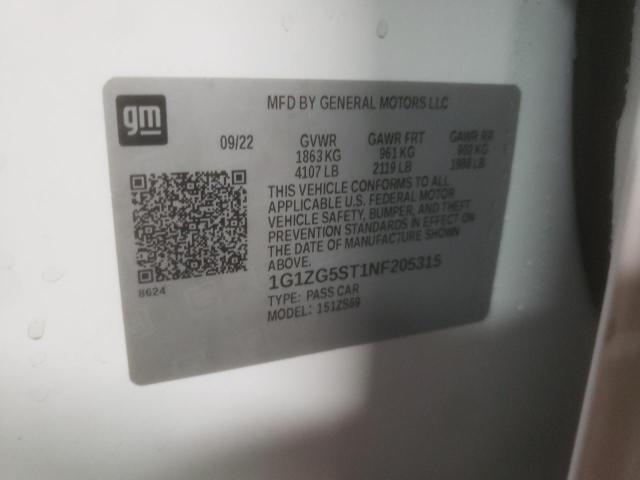 1G1ZG5ST1NF205315 - 2022 CHEVROLET MALIBU RS 白色 照片 12